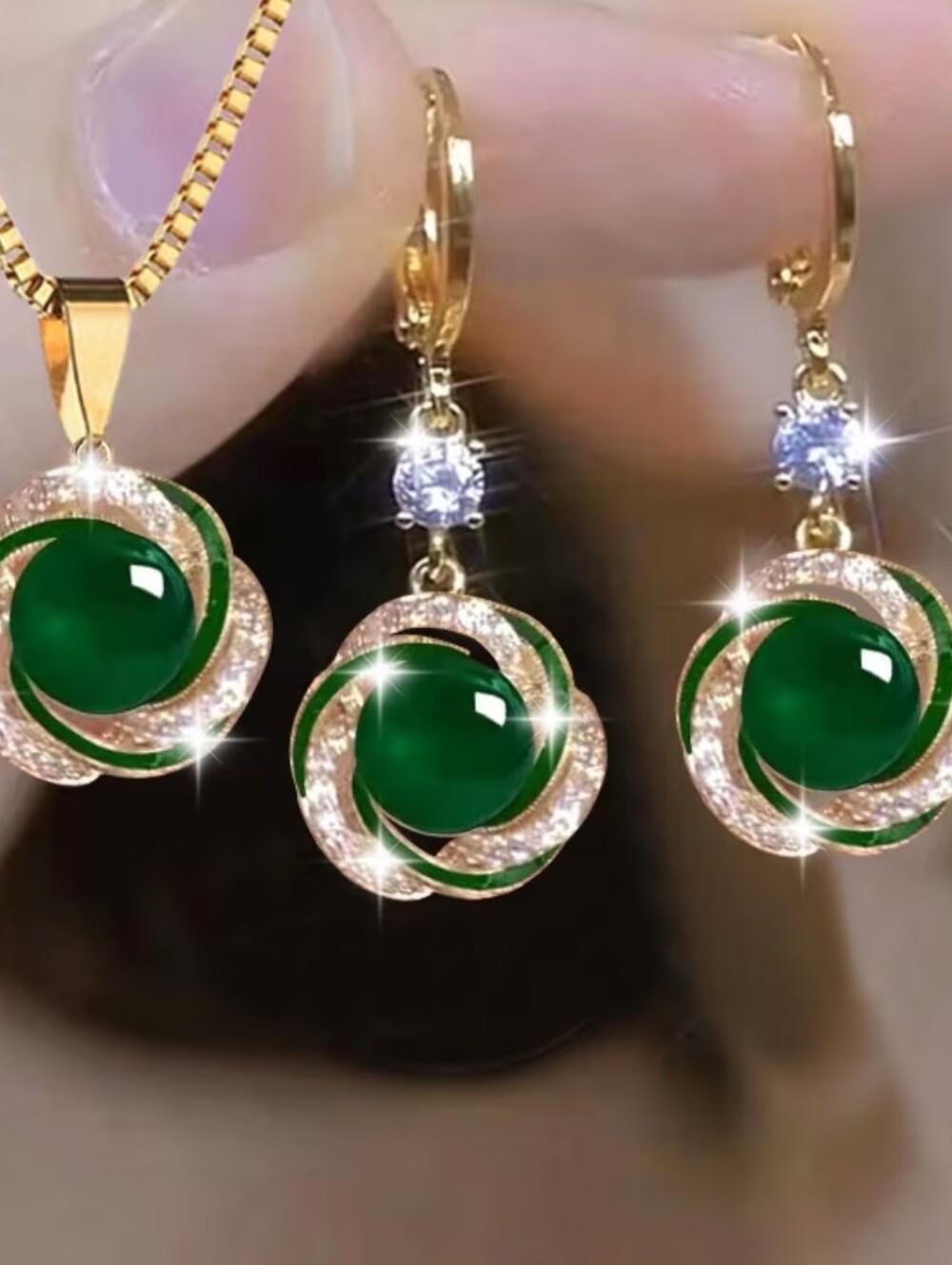 3 Piece Rhinestone Necklace Set With Gold-Tone Accents. NWT.